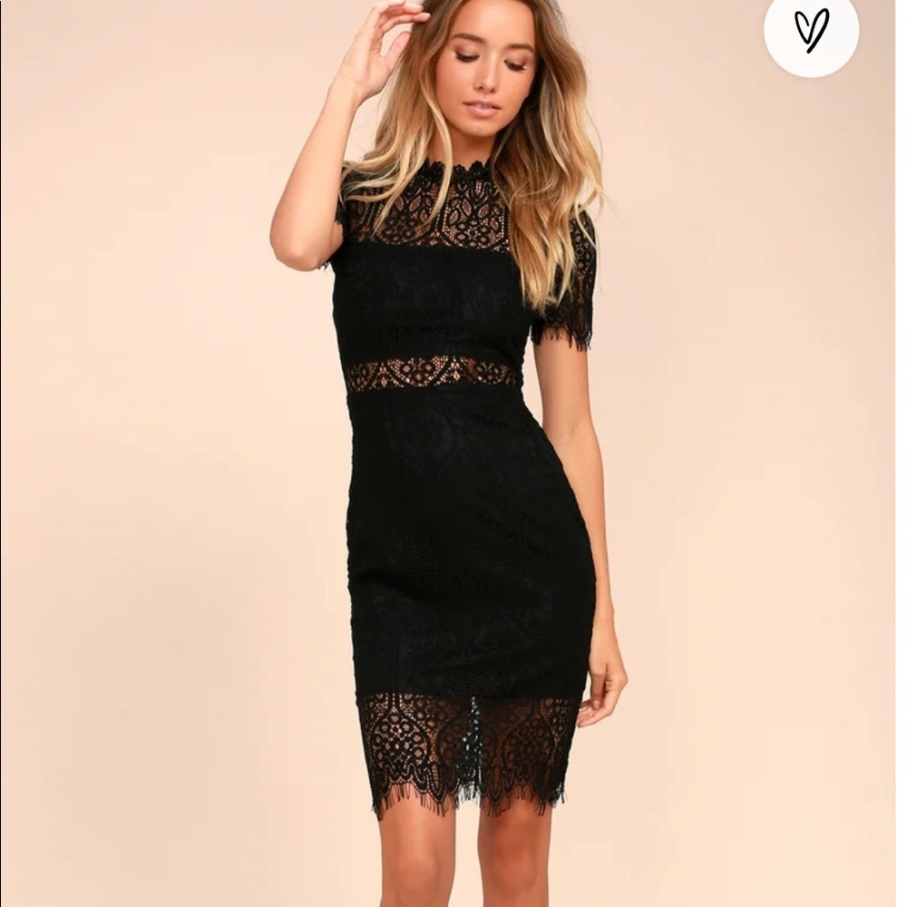Lulu’s Remarkable Black Lace midi dress XS NWT